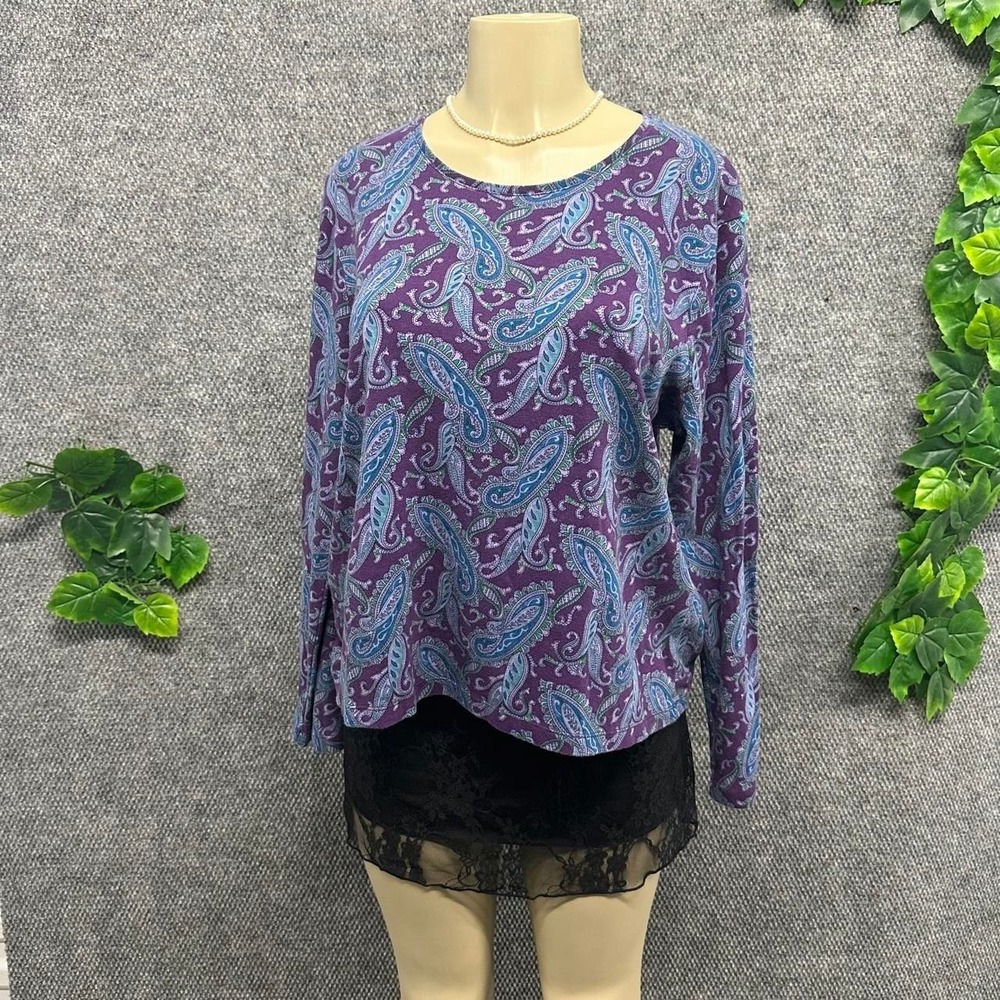 White Stag Purple Paisley Long Sleeve Top